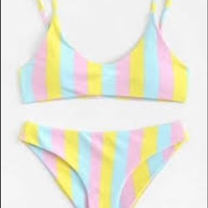 Stripe bikini top and bottom